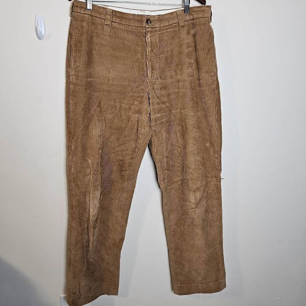 L.L.Bean Men's Country Corduroy Pants, Classic Fit Plain Front Waist 36 in Walnu